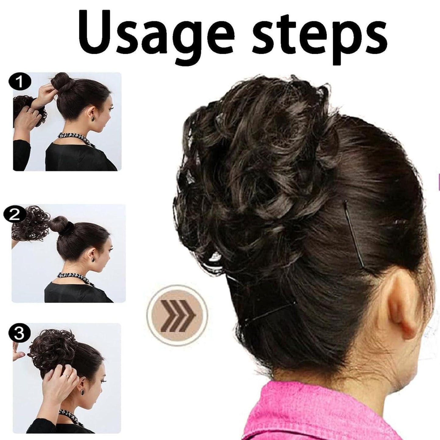 Elastic Artificial Hair Bun Brown & Black  (Pack of 2)